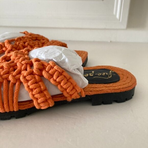 NWOT Free People Sandri Macrame Orange Woven Boho Sandals Sz 37.5 - Picture 3 of 7